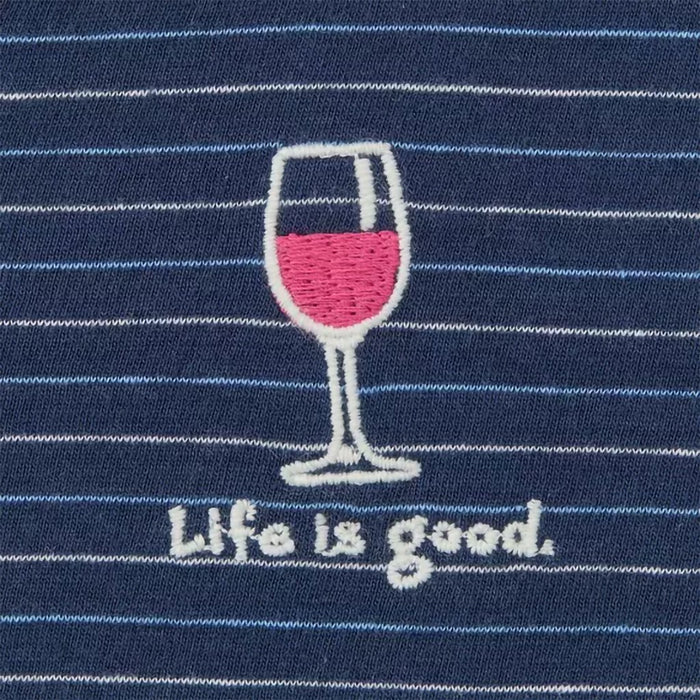 Life Is Good : Women's Wine Glass Striped Crusher - Lite Hooded - Life Is Good : Women's Wine Glass Striped Crusher - Lite Hooded