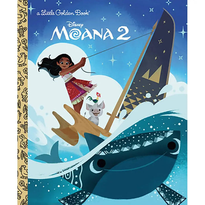 Disney Moana 2 Little Golden Book cover with character and ship illustration