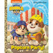 Book cover of 'Popcorn Party!' from Nickelodeon featuring two cartoon dogs in construction outfits.