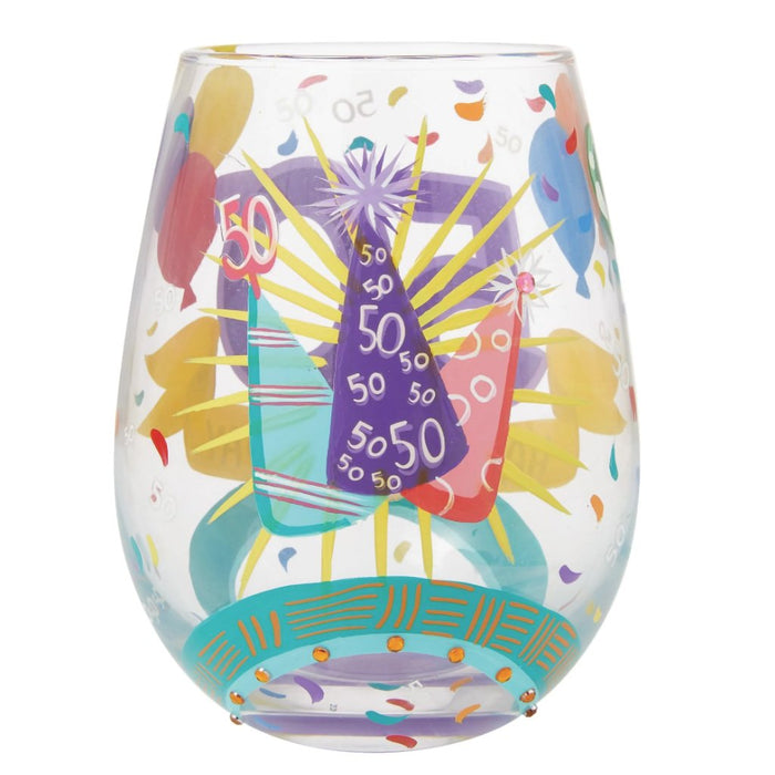 Lolita : Happy 50th Stemless Wine Glass - Lolita : Happy 50th Stemless Wine Glass