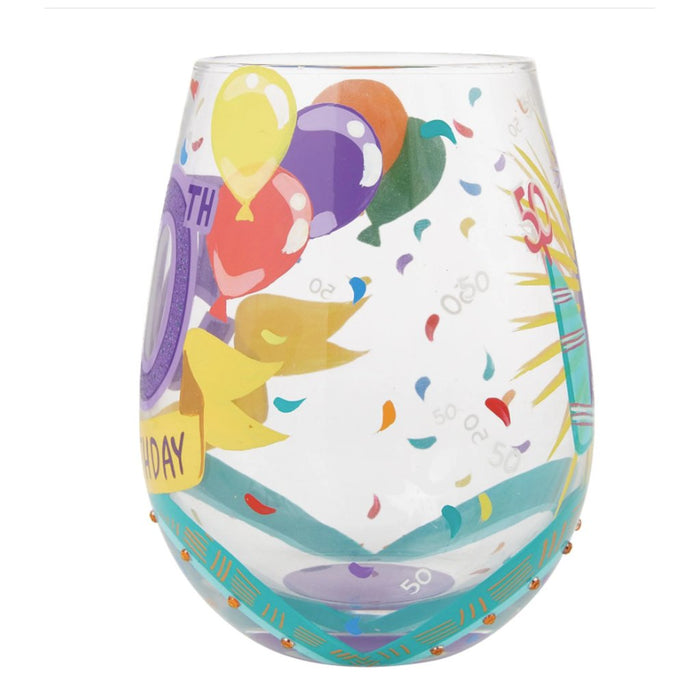 Lolita : Happy 50th Stemless Wine Glass - Lolita : Happy 50th Stemless Wine Glass