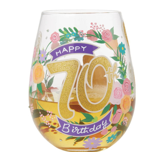 Lolita : Happy 70th Stemless Wine Glass - Lolita : Happy 70th Stemless Wine Glass