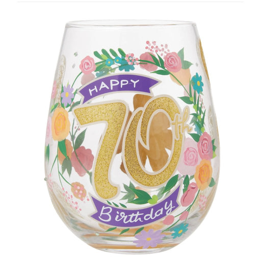 Lolita : Happy 70th Stemless Wine Glass - Lolita : Happy 70th Stemless Wine Glass