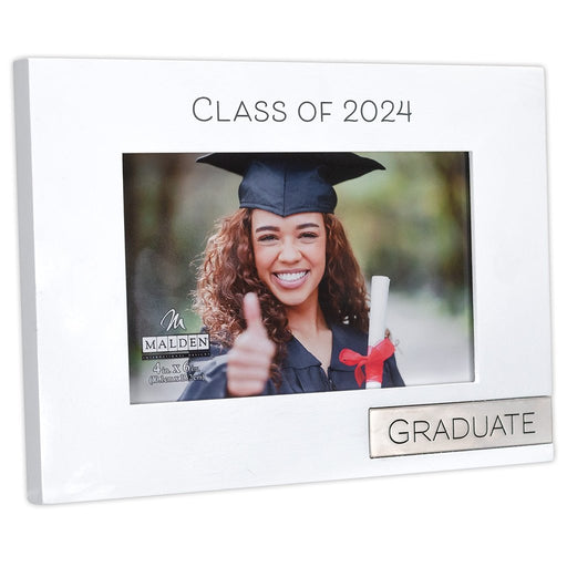Malden : Class of 2024 Graduate Rustic White Picture Frame with Metal Attachment Holds 4"x6" Photo - Malden : Class of 2024 Graduate Rustic White Picture Frame with Metal Attachment Holds 4"x6" Photo