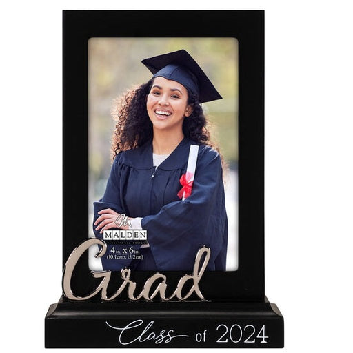 Malden : Grad Class of 2024 Platform Picture Frame with Metal Word Attachment Holds 4"x6" Photo - Malden : Grad Class of 2024 Platform Picture Frame with Metal Word Attachment Holds 4"x6" Photo