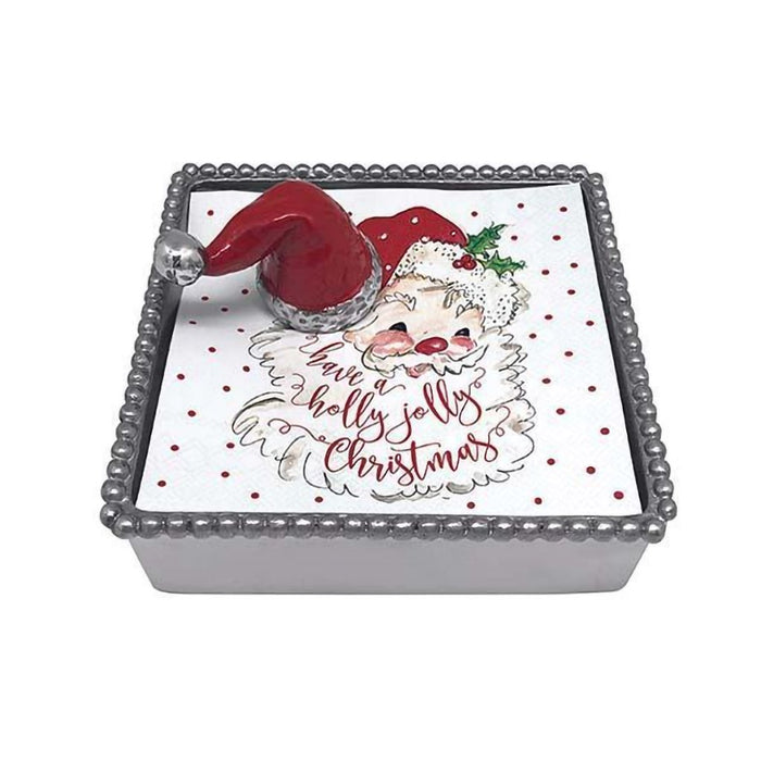 Mariposa : Red Santa Hat Beaded Napkin Box - Mariposa : Red Santa Hat Beaded Napkin Box