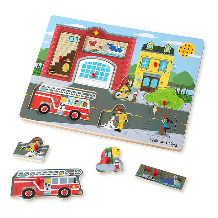 Melissa & Doug : Around the Fire Station Sound Puzzle - 8 Pieces - Melissa & Doug : Around the Fire Station Sound Puzzle - 8 Pieces