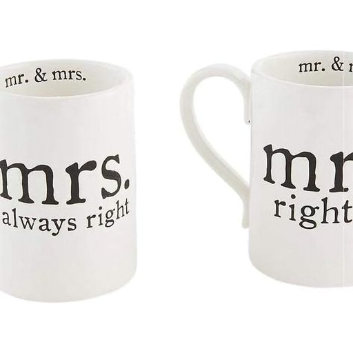 Mud Pie : Mr. & Mrs. Right Mug Set - Mud Pie : Mr. & Mrs. Right Mug Set