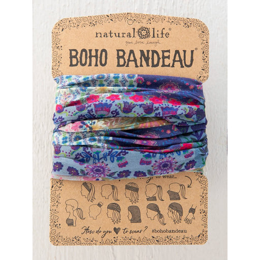 Natural Life : Full Boho Bandeau Headband - Blue Patchwork - Natural Life : Full Boho Bandeau Headband - Blue Patchwork