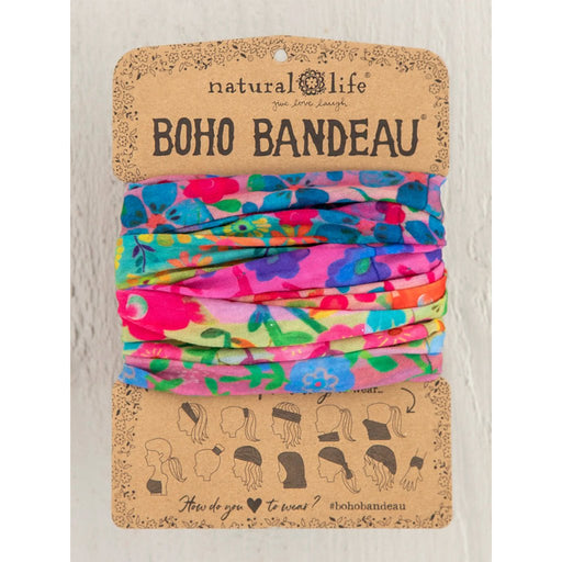 Natural Life : Full Boho Bandeau Headband - Rainbow Floral Rows - Natural Life : Full Boho Bandeau Headband - Rainbow Floral Rows