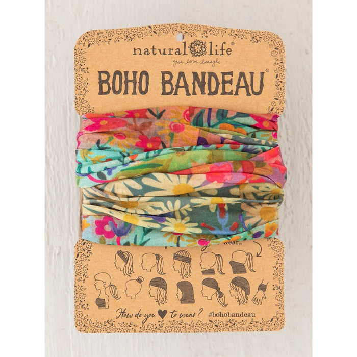 Natural Life : Full Boho Bandeau Headband - Wildflower Border - Natural Life : Full Boho Bandeau Headband - Wildflower Border