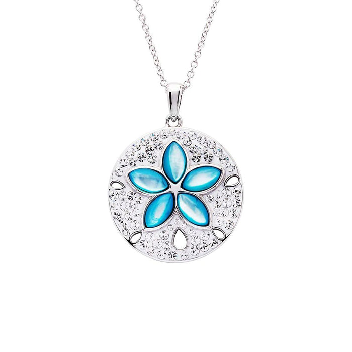 Ocean : Aqua Mother of Pearl Sand Dollar Pendant - Ocean : Aqua Mother of Pearl Sand Dollar Pendant