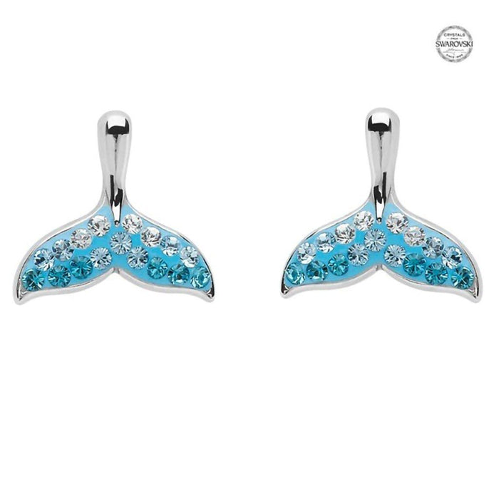 Ocean : Aqua Whale Tail Stud Earrings - Ocean : Aqua Whale Tail Stud Earrings