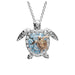 Ocean : Blue Crystal Turtle With Baby Pendant Silver and Rose Gold Necklace - Ocean : Blue Crystal Turtle With Baby Pendant Silver and Rose Gold Necklace