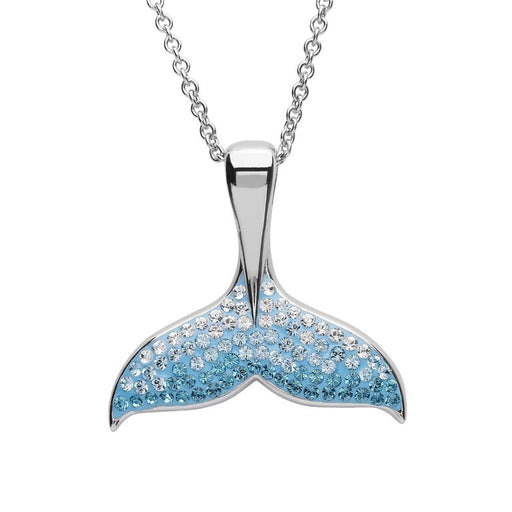 Ocean : Blue Whale Tail Necklace With Crystals - Sterling Silver - Ocean : Blue Whale Tail Necklace With Crystals - Sterling Silver