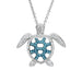 Ocean : Filigree Turtle Pendant With Teal Crystals - Ocean : Filigree Turtle Pendant With Teal Crystals