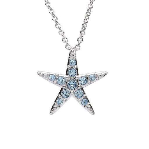 Ocean :Starfish Necklace With Aqua Crystals – Medium Size - Ocean :Starfish Necklace With Aqua Crystals – Medium Size