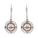 Ocean : Sterling Silver and Rose Gold Compass Earrings With Crystals - Ocean : Sterling Silver and Rose Gold Compass Earrings With Crystals
