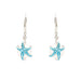 Ocean : Sterling Silver Pearl with Aqua Crystal Star Fish Earrings - Ocean : Sterling Silver Pearl with Aqua Crystal Star Fish Earrings