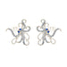 Ocean : Sterling Silver Pearl with Blue Crystal Octopus Earrings - Ocean : Sterling Silver Pearl with Blue Crystal Octopus Earrings