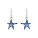 Ocean : Sterling Silver Sapphire Blue Crystals Starfish Hoop Earrings - Ocean : Sterling Silver Sapphire Blue Crystals Starfish Hoop Earrings