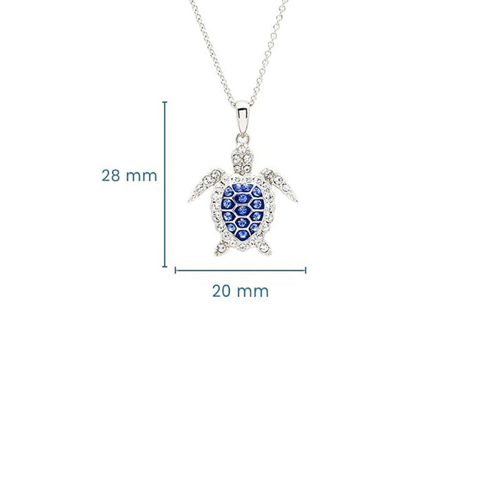 Ocean : Sterling Silver Sapphire Blue Turtle Necklace - Ocean : Sterling Silver Sapphire Blue Turtle Necklace