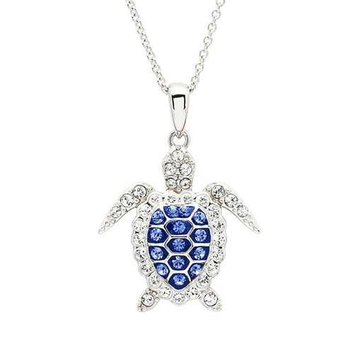 Ocean : Sterling Silver Sapphire Blue Turtle Necklace - Ocean : Sterling Silver Sapphire Blue Turtle Necklace