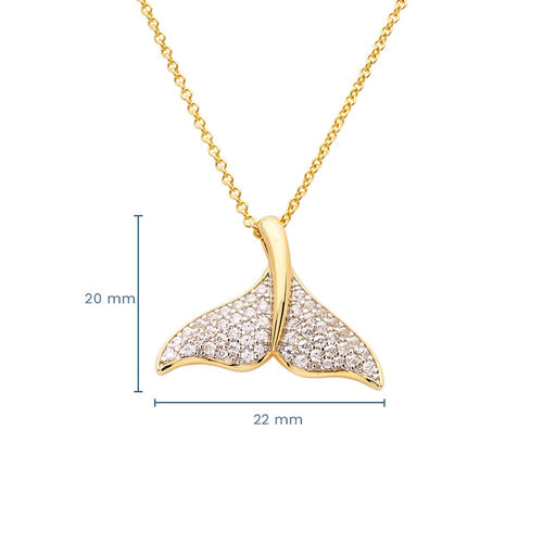 Ocean : Whale Tail Necklace with Cubic Zirconias - 14K Gold Vermeil - Ocean : Whale Tail Necklace with Cubic Zirconias - 14K Gold Vermeil
