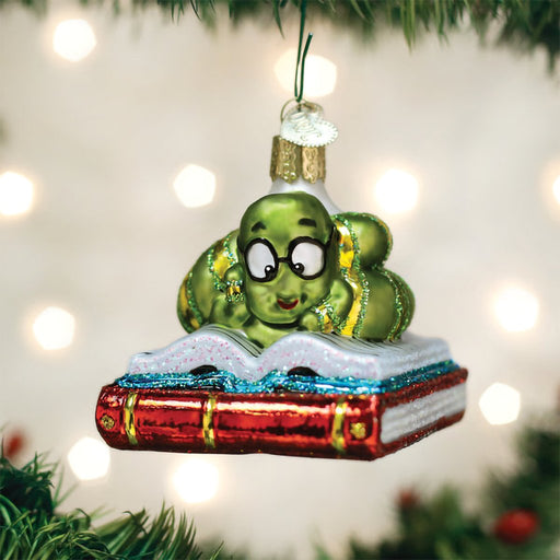 Old World Christmas : Bookworm Ornament - Old World Christmas : Bookworm Ornament