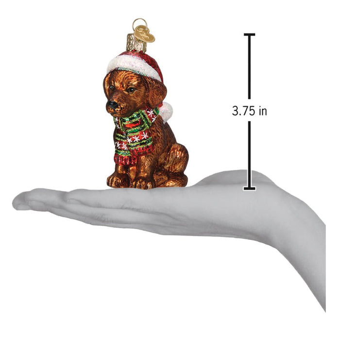 Old World Christmas : Holiday Chocolate Labrador Pup Ornament - Old World Christmas : Holiday Chocolate Labrador Pup Ornament