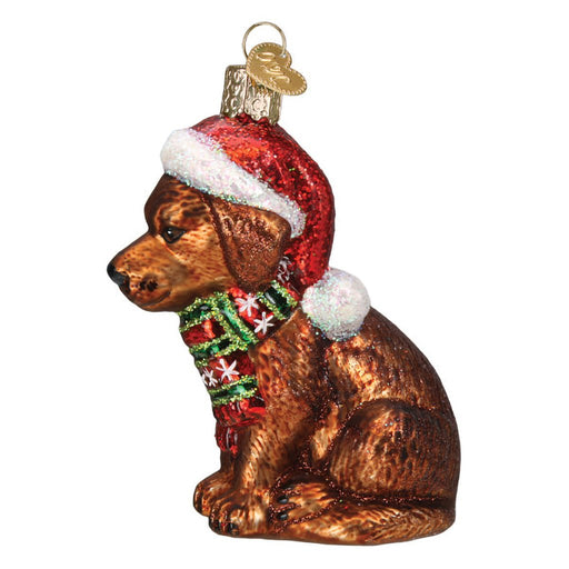 Old World Christmas : Holiday Chocolate Labrador Pup Ornament - Old World Christmas : Holiday Chocolate Labrador Pup Ornament