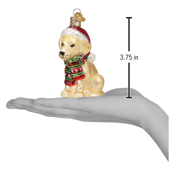 Old World Christmas : Holiday Yellow Labrador Puppy Ornament - Old World Christmas : Holiday Yellow Labrador Puppy Ornament