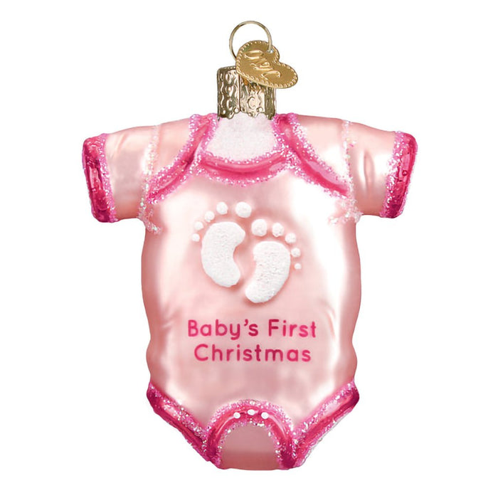 Old World Christmas : Pink Baby Onesie Ornament - Old World Christmas : Pink Baby Onesie Ornament