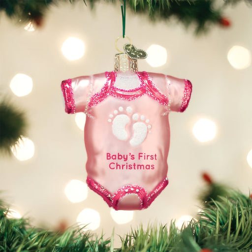 Old World Christmas : Pink Baby Onesie Ornament - Old World Christmas : Pink Baby Onesie Ornament