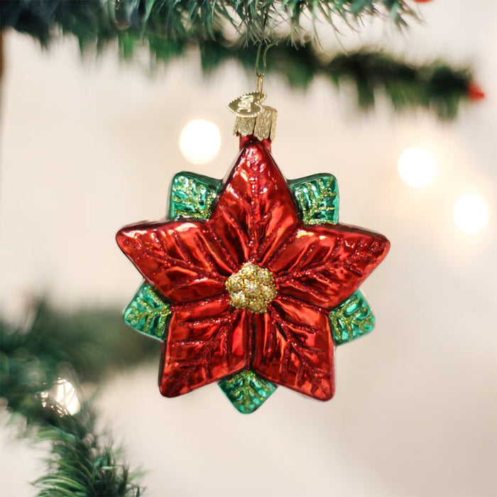 Old World Christmas : Poinsettia Star Ornament - Old World Christmas : Poinsettia Star Ornament