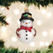 Old World Christmas : Red Bow Holly Hat Snowman Ornament - Old World Christmas : Red Bow Holly Hat Snowman Ornament