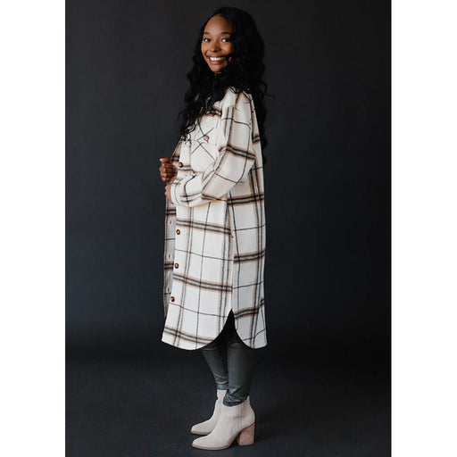 Panache Apparel; Ivory Desi Plaid Long Flannel - Assorted Size - Panache Apparel; Ivory Desi Plaid Long Flannel - Assorted Size