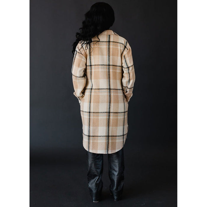 Panache Apparel; Tan Faelyn Plaid Long Flannel - Assorted Size - Panache Apparel; Tan Faelyn Plaid Long Flannel - Assorted Size