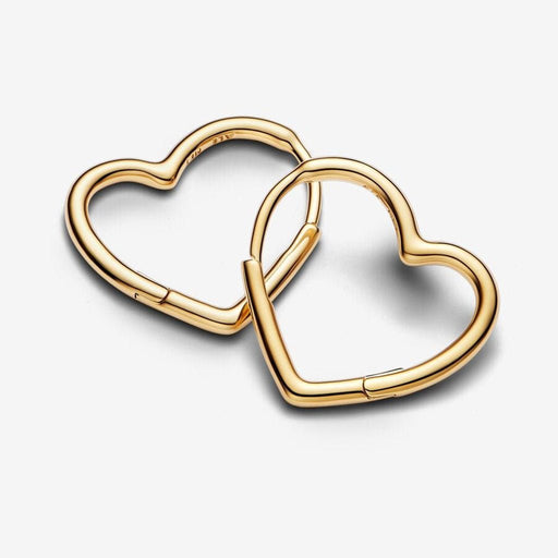 PANDORA : Asymmetrical Heart Hoop Earrings - Gold - PANDORA : Asymmetrical Heart Hoop Earrings - Gold