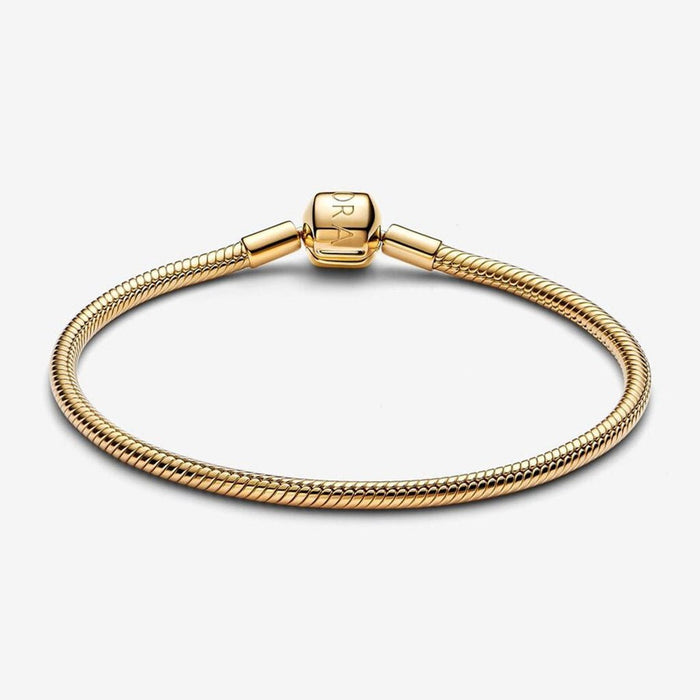 PANDORA : Barrel Clasp Snake Chain Bracelet - Gold - PANDORA : Barrel Clasp Snake Chain Bracelet - Gold