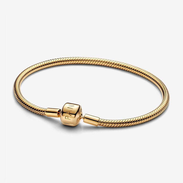 PANDORA : Barrel Clasp Snake Chain Bracelet - Gold - PANDORA : Barrel Clasp Snake Chain Bracelet - Gold