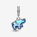 PANDORA : Blue Murano Glass Elephant Dangle Charm - PANDORA : Blue Murano Glass Elephant Dangle Charm