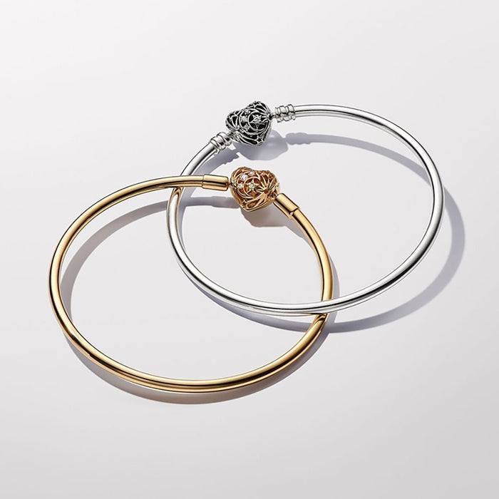 PANDORA : Celestial Heart Clasp Bangle Bracelet - PANDORA : Celestial Heart Clasp Bangle Bracelet