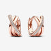 PANDORA : Crossover Pavé Hoop Earrings - Rose Gold - PANDORA : Crossover Pavé Hoop Earrings - Rose Gold