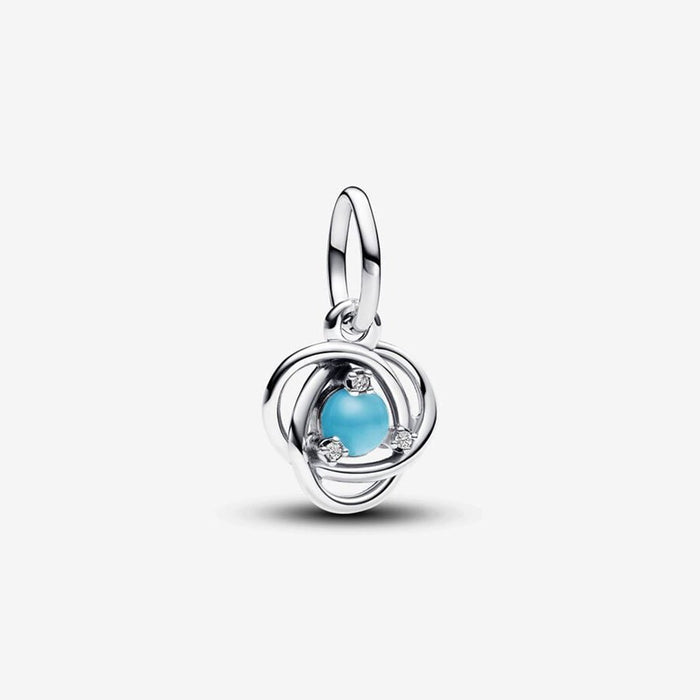 PANDORA : December Turqoise Blue Eternity Circle Dangle Charm - PANDORA : December Turqoise Blue Eternity Circle Dangle Charm