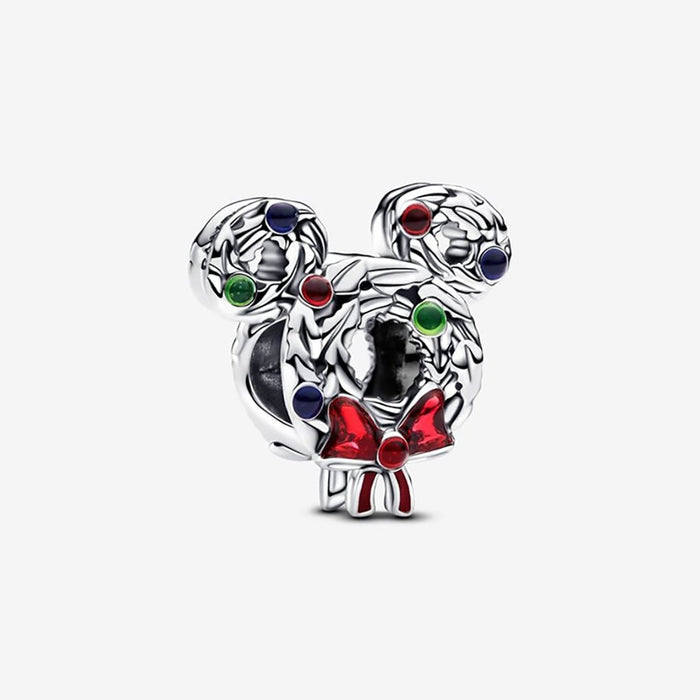 PANDORA : Disney Mickey Mouse Christmas Wreath Charm - PANDORA : Disney Mickey Mouse Christmas Wreath Charm