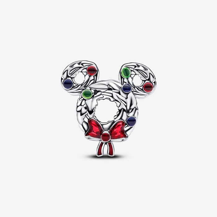 PANDORA : Disney Mickey Mouse Christmas Wreath Charm - PANDORA : Disney Mickey Mouse Christmas Wreath Charm