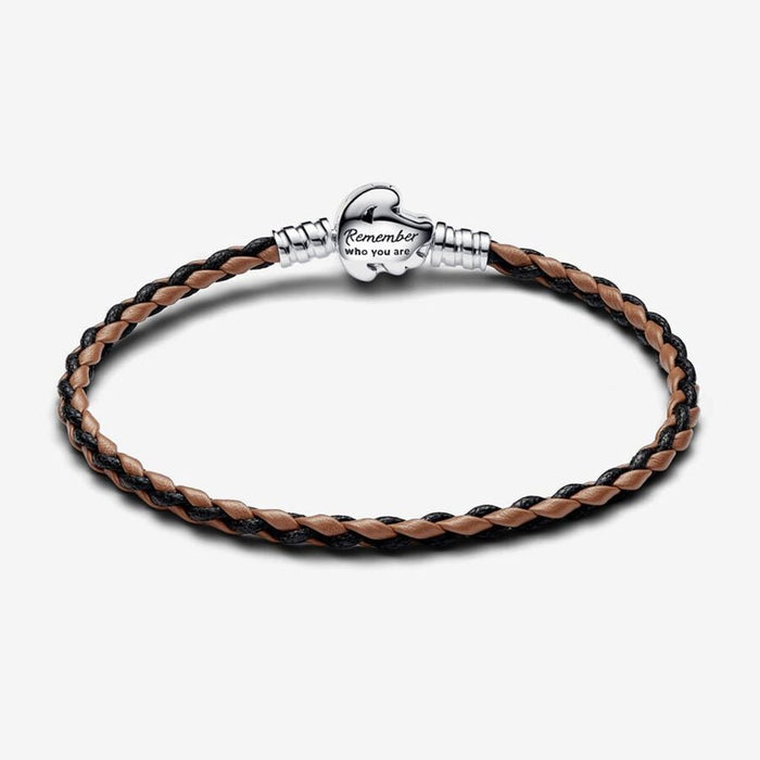 PANDORA : Disney The Lion King Clasp Pandora Moments Braided Leather Bracelet - PANDORA : Disney The Lion King Clasp Pandora Moments Braided Leather Bracelet