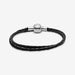 PANDORA : Double Black Leather Bracelet - PANDORA : Double Black Leather Bracelet