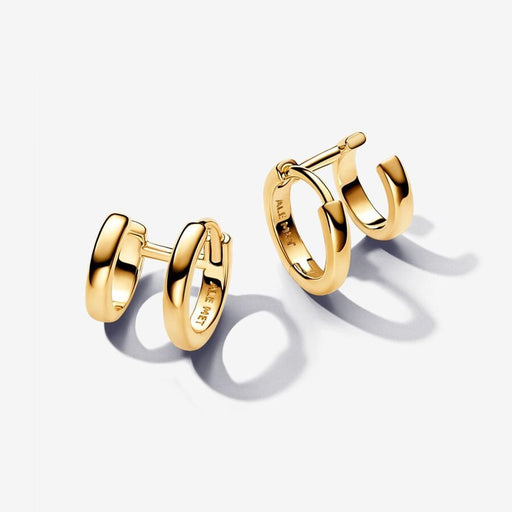 PANDORA : Double Huggie Hoop Earrings in Gold - PANDORA : Double Huggie Hoop Earrings in Gold